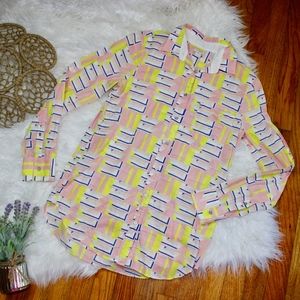 J. Crew Light Pink Lime Long Sleeve Button-Down XS